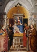 Marcello Fogolino Madonna with child and saints. oil painting reproduction
